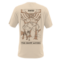 The T-Shirt Snow-Love by NAKED Optics is a beige tee crafted from soft Bio-Baumwolle, featuring a distinctive backprint with line art of a winged figure, skis, mountains, and the phrase “NAKED THE SNOW LOVERS”—a perfect choice for fans of unique Snow Lover T-Shirts.