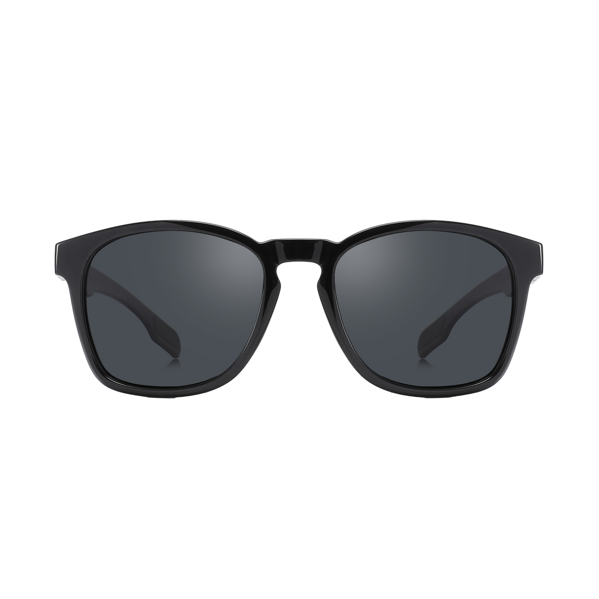 The LUX by NAKED Optics is a black, rectangular sunglasses model with dark lenses and a durable TR90 frame, shown from the front on a plain white background.