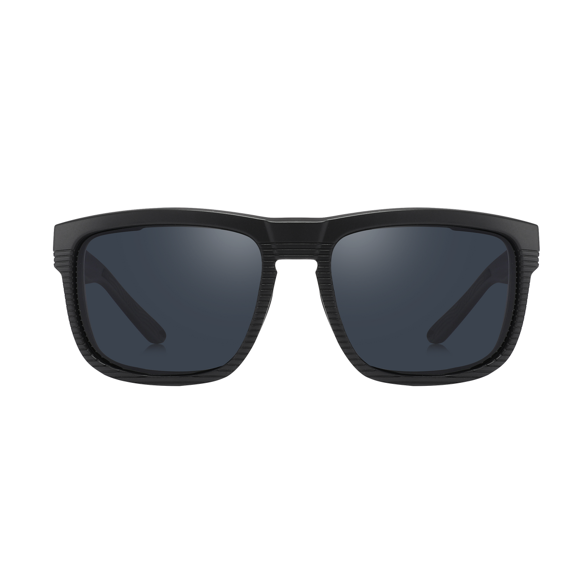 The SUMMIT by NAKED Optics are black sunglasses with dark lenses and a thick frame, designed for hochalpine Touren and offering reliable UV400 Schutz, displayed on a plain white background.