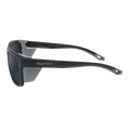 The ASCENT by NAKED Optics are black sunglasses with side shields and the NAKED logo on the arms, inspired by classic Gletscherbrille designs. They provide UV400 protection for your next alpine adventure and are shown on a white background.