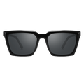 The MUSE by NAKED Optics is a black rectangular unisex Sonnenbrille with dark, polarisierte Gläser and UV400 Schutz, shown from the front against a white background.