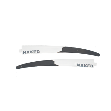 Two black and white wiper blades, each labeled NAKED Optics, are displayed on a plain white background—perfect as an Ersatzbügel VOLT or Spare Temples for your sport eyewear needs.