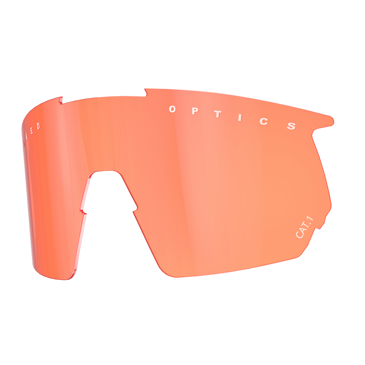 Lente di ricambio Ersatzglas BLADE singola, colorata in arancione, per occhiali da sole sportivi NAKED Optics Sportbrille, con etichetta OPTICS e CAT 1 e che garantisce un'affidabile protezione dai raggi UV.