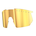 Das NAKED Optics Ersatzglas BLADE ist ein goldverspiegeltes Ersatzglas für Sportbrillen mit ausgeschnittenem Nasensteg, UV-Schutz und der Aufschrift „OPTICS CAT.2“.