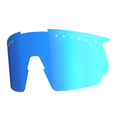 Lente di ricambio Ersatzglas BLADE con rivestimento a specchio blu di NAKED Optics per occhiali sportivi, con le scritte “OPTICS” e “CAT 3” sui bordi superiori, dotata di protezione UV e lenti intercambiabili per prestazioni ottimali.