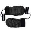 Two black CRUZER EVO Mitten boxing gloves by NAKED Optics, made from Echtleder with attached straps, displayed flat on a white background.