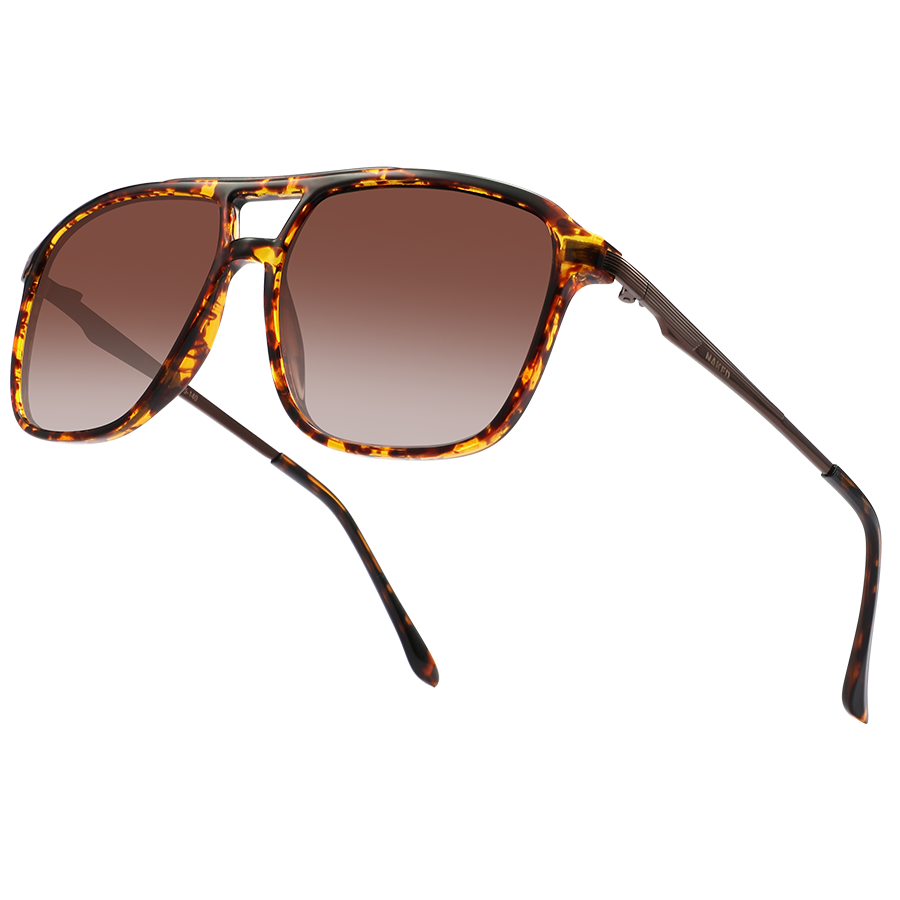 The CARTEL tortoiseshell aviator sunglasses by NAKED Optics feature gradient brown lenses and are shown on a white background. This retro-design Sonnenbrille blends classic style with modern flair for a timeless look.