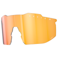 Lenti di ricambio SHYFT di NAKED Optics in arancione riflettente, dotate di lenti polarizzate, protezione UV, scritte bianche e un design angolare a scudo monopezzo.