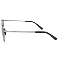 Side view of The PARKER Sonnenbrille by NAKED Optics in silver, featuring black temple tips and a sleek Metallrahmen-Sonnenbrille design, set against a plain white background. Provides reliable UV400 Schutz for your eyes.