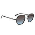 Occhiali da sole esagonali “The ICON” di NAKED Optics con montatura in metallo, lenti blu sfumate e aste sottili nere su sfondo bianco: offrono protezione UV400 per una sicurezza all’insegna dello stile.