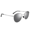 Introducing The PARKER by NAKED Optics: sleek silver aviator sunglasses with dark reflective lenses, black earpieces, and a stylish Metallrahmen Sonnenbrille design, offering reliable UV400 Schutz—presented on a white background.