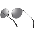 The PARKER sunglasses by NAKED Optics feature a sleek silver Metallrahmen Sonnenbrille design with dark lenses, black-tipped arms, and reliable UV400 Schutz, displayed on a white background.