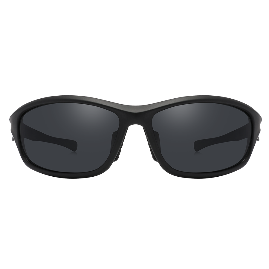 Les lunettes de soleil enveloppantes RAVE noires à verres foncés.