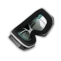 NAKED Optics Optisches Insert Skibrillen (SOLAR, NOVA, STORM, TROOP EVO) features a black foam rim and is shown accommodating prescription eyeglasses inside the lenses—perfect for Brillenträger or anyone who prefers an optischer Insert Clip for seamless vision correction.