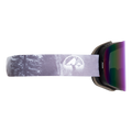 Seitenansicht der Skibrille „The TROOP Bike“ von NAKED Optics mit einem violetten Riemen mit Berg-Logo und Baummotiv; kompatibel mit Wechselgläsern für vielseitigen Einsatz.