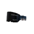 Introducing The NOVA by NAKED Optics: This black ski goggle features C AT.4 and OPTICS printed on the dark lens, complemented by a blue strap with bold NAKED branding. Designed as a große Skibrille, The NOVA is equipped with an innovative Magnetwechselsystem for rapid lens changes and includes an effective Anti-Fog-Beschichtung to guarantee clear vision in all conditions.