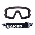 The Goggle-Upgrade HAWK by NAKED Optics features a sleek black frame and a detachable strap boldly emblazoned with “NAKED” in white letters—making it the ultimate choice for those seeking both style and function.