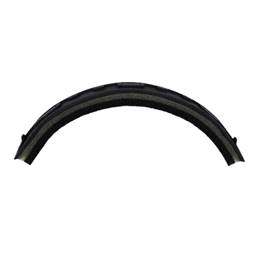 Cross-section of a black bicycle tire showing its inner layers against a plain white background, perfect for those seeking the right Ersatzteil or enhancing their ride with accessories like the NAKED Optics Schweißband HAWK.