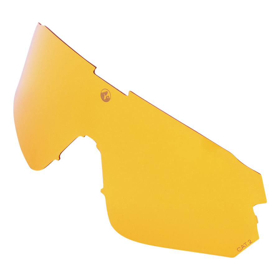 The Ersatzglas HAWK by NAKED Optics is a yellow-tinted replacement lens (Wechselgläser) for sports or cycling sunglasses (Sportbrille), featuring a curved, wraparound design and providing reliable UV400 Schutz.