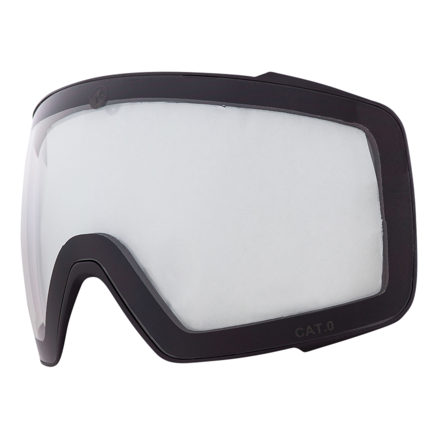 The NAKED Optics Ersatzglas STORM is a single clear snow goggle lens with a black border, labeled CAT.0 in the lower right corner—perfect as a replacement lens for your Skibrille or Snowboardbrille with Magnetwechselsystem.