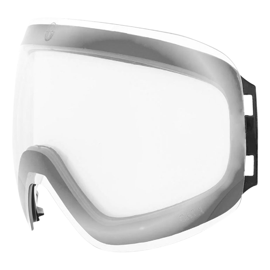 Die NAKED Optics Ersatzglas FORCE EVO ist eine klare, rahmenlose Schnorchelmaske mit schwarzem Riemen, die mit dem innovativen LensLock-System für einen sicheren Sitz und einen mühelosen Glaswechsel ausgestattet ist und eine weite, uneingeschränkte Sicht unter Wasser bietet.