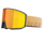 Orange-getönte kompakte Skibrille von NAKED Optics mit breiter Linse und beigem elastischem Band, ideal für kleine Gesichter, auf weißem Hintergrund präsentiert.