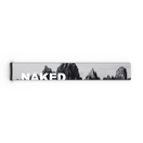 Ein graues 45-mm-Skibrillenband von NAKED Optics mit schwarzen Berggipfeln und dem teilweise sichtbaren, auffälligen weißen Schriftzug „NAKED“ – ideal als Ersatzband für die Skibrillenmodelle FORCE EVO, TROOP EVO, STORM, NOVA, SOLAR oder ZEND.