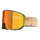 Orange getönte große Skibrille von NAKED Optics mit Anti-Fog-Beschichtung und tan-farbenem, holzgemustertem Riemen mit partiellem NAK-Schriftzug.