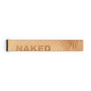 Ein hellbraunes, rechteckiges Objekt mit dem NAKED Optics-Logo und dem Schatten eines Palmblatts vor weißem Hintergrund, das an das schlanke Design des Extra Strap – FORCE EVO, TROOP EVO, STORM, NOVA, SOLAR, ZEND (45 mm) von NAKED Optics erinnert.