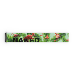 NAKED Optics Extra-Band (45 mm) für FORCE EVO, TROOP EVO, STORM, NOVA, SOLAR und ZEND – besticht durch ein farbenfrohes Design mit Flamingos und grünen Palmblättern auf hellem Hintergrund, von oben betrachtet.