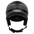 Modern, black matte NAKED Optics APEX ski helmet with ear flaps and an adjustable chin strap.