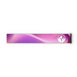 Ein 45 mm breites, rechteckiges Armband von NAKED Optics mit einem Farbverlauf in Lila und Rosa sowie einem weißen, geometrischen Logo auf der rechten Seite, das als zusätzliches Armband für die Modelle FORCE EVO, TROOP EVO, STORM, NOVA, SOLAR und ZEND konzipiert ist.
