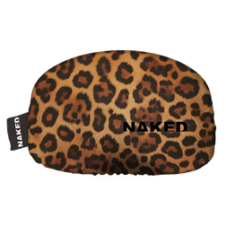 Leoparden-Print Augenmaske von NAKED Optics mit "NAKED" in schwarz-ideal als stylischer Skibrillenschutz oder Goggle Sock zum Schutz deiner Brille.