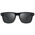 Eine schwarze Sonnenbrille mit rechteckigem Rahmen und dunklen Gläsern vor einem schlichten weißen Hintergrund – das Modell „SLUSH“ von NAKED Optics verfügt über polarisierte Gläser und ist damit die perfekte Wahl für Outdoor-Aktivitäten.