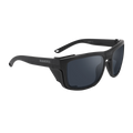 Experience the SUMMIT by NAKED Optics: black sport sunglasses featuring the NAKED logo on the side, dark lenses, and a textured frame—ideal as a Gletscherbrille for hochalpine Touren thanks to advanced UV400 Schutz.