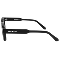 The IRIS sunglasses by NAKED Optics, shown from the side, feature “NAKED Cat. 3” printed in white on the temple arm. The polarized lenses provide UV400 protection for your eyes.