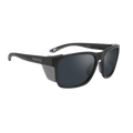 Experience high-altitude adventure with The ASCENT by NAKED Optics—sleek black sunglasses featuring dark lenses, thick frames, and stylish gray accents on the sides and inner arms. Specially designed as Gletscherbrille for alpine excursions, they deliver dependable UV400 Schutz to protect your eyes in intense sunlight.