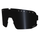 Verres de lunettes de soleil de sport noirs enveloppants, le modèle « Ersatzglas VOLT » de NAKED Optics, arborant les inscriptions « OPTICS » et « CAT.4 » sur les bords supérieur et inférieur. Ils offrent une excellente protection contre les UV pour vos yeux — parfaits comme verres de rechange (Ersatzgläser) pour vos lunettes de sport.