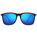 The ACE by NAKED Optics is a black Sonnenbrille featuring blue mirrored, polarisierte Gläser, displayed against a plain white background and providing stylish UV-Schutz for your eyes.