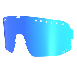 Blau verspiegelte CAT 3 Gläser von NAKED Optics, perfekt als Ersatzgläser für Ihre Sport-Sonnenbrille. Bietet zuverlässigen UV-Schutz. Isoliert auf weißem Hintergrund.