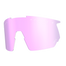 Die schildförmige Sportbrille von NAKED Optics verfügt über ein rosafarbenes, reflektierendes, polarisiertes Glas mit UV-Schutz und weißem Text am oberen Rand.