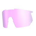 A single Ersatzglas BLADE visor lens by NAKED Optics, featuring a pink tint, reflective surface, and white text along the top edge—ideal for Sportbrille enthusiasts seeking UV-Schutz and compatibility with austauschbare Gläser.