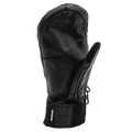 The CRUZER EVO Mitten by NAKED Optics is a black Echtleder Skihandschuh in the classic Fäustlinge style, featuring a separate index finger and a velcro strap at the wrist labeled NAKED—ideal for anyone looking for both comfort and functionality on the slopes.