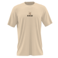 The T-Shirt Snow-Love by NAKED Optics features a small NAKED graphic and minimalist line art on the chest, crafted from soft Bio-Baumwolle in a beige color.