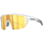Die BLADE von NAKED Optics ist eine Sportbrille mit transparentem Rahmen, gelb verspiegelten Gläsern und einem NAKED-Logo auf dem Bügel. Sie bietet UV400-Schutz und ist damit die perfekte, stilvolle Fahrradbrille für all deine Outdoor-Abenteuer.