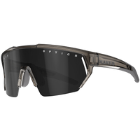 Die schwarz-transparente Sonnenbrille NAKED Optics Sportbrille trägt den Markennamen oben und an der Seite des Rahmens und bietet einen UV400-Schutz für optimale Augensicherheit.