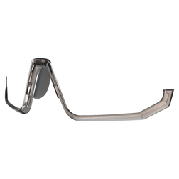 Seitenansicht eines metallischen Fahrradlenkers mit integriertem Vorbau und einem Gummigriff - perfekt für Komfort und Stil, besonders in Kombination mit der NAKED Optics Halfframe Sportbrille oder Fullframe Sportbrille.