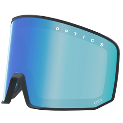 NAKED Optics Snowboardbrille mit blauer CAT.2 Scheibe und schwarzem Rahmen überzeugt durch Magnetwechselglas für schnellen Tausch und zuverlässige Anti-Fog-Beschichtung.