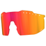 Eine einzelne orange-gelb verspiegelte NAKED Optics Sportbrille mit dem Schriftzug OPTICS" am oberen Rand, mit polarisierten Gläsern und UV-Schutz.