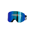 The TROOP EVO Skibrille by NAKED Optics, featuring a blue-tinted lens, black strap, and Anti-Fog-Beschichtung, is shown from the front against a white background.